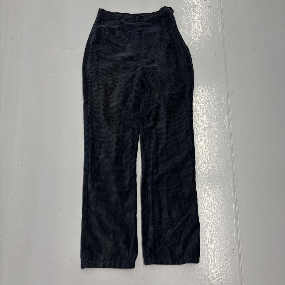 Vintage 60s Navy Straight Corduroy Side Zip Pants 25x29